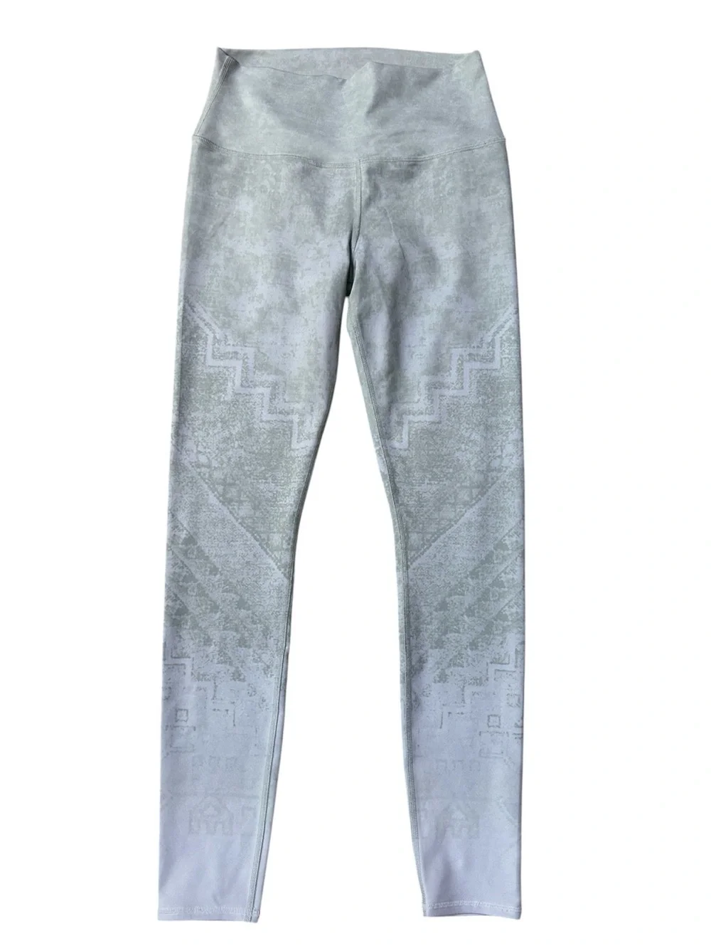 Alo High-Waist Pattern Leggings White Gray Geometric Print Size Medium